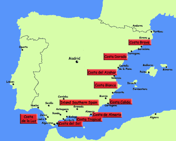 Spain costas map