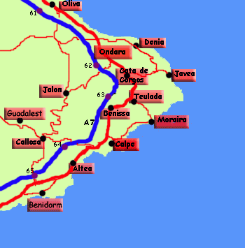 map of Costa Blanca Spain