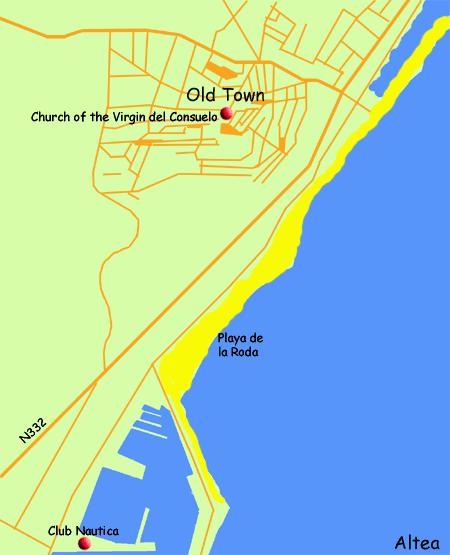 Map of the town of Altea in Spain