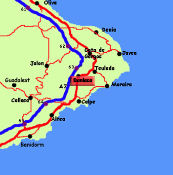 Benissa location map, Spain, Costa Blanca