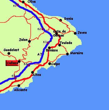 map of Callosa, Costa Blanca, Spain