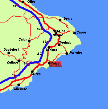 map of Calpe, Costa Blanca, Spain
