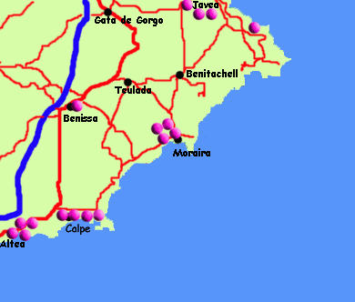 Map of Costa Blanca hotels
