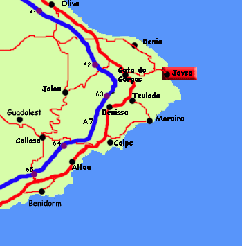 map of Calpe, Costa Blanca, Spain