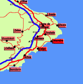 map of Moraira Spain