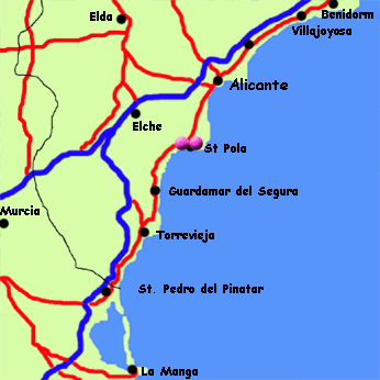 Map of Hotels in Santa Pola, Costa Blanca, Spain
