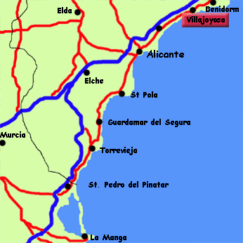 map of Villajoyosa, Costa Blanca, Spain