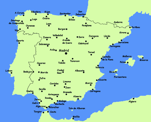 Spain toursit information map
